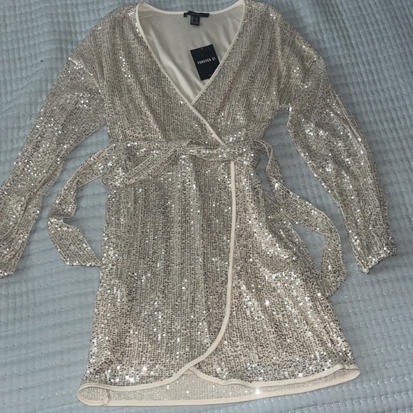 Sequin Wrap Style Dress - Picture 2 of 3